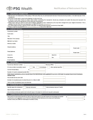 Notification of Retirement Form