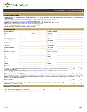 South African Endowment Application Form