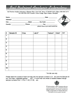 Soil Nutrient Analysis Request Form
