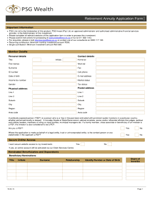 Retirement Annuity Application Form