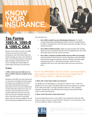 Health Insurance Tax Forms 1095-A, 1095-B, 1095-C
