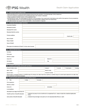 Death Claim Application Form