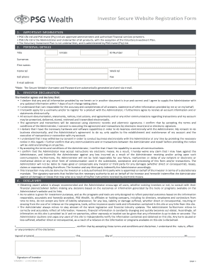 Investor Secure Website Registration Form