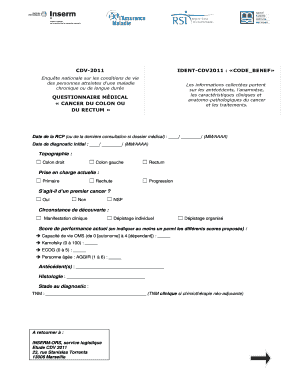Questionnaire médical sur le cancer du côlon ou du rectum