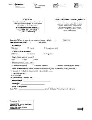 Questionnaire médical pour les patientes atteintes d'un cancer de l'utérus