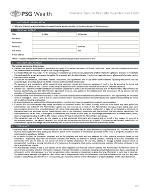 Investor Secure Website Registration Form