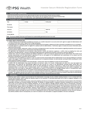 Investor Secure Website Registration Form