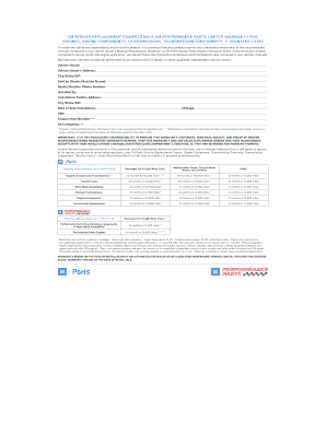 GM Powertrain Limited Warranty Form