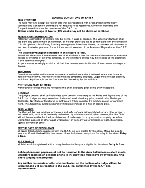 Cat Show Entry Form