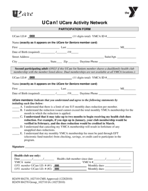 UCare Health Club Dues Reduction Participation Form