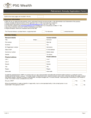 Retirement Annuity Application Form