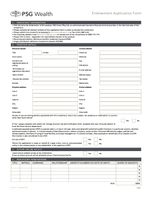 South African Endowment Application Form