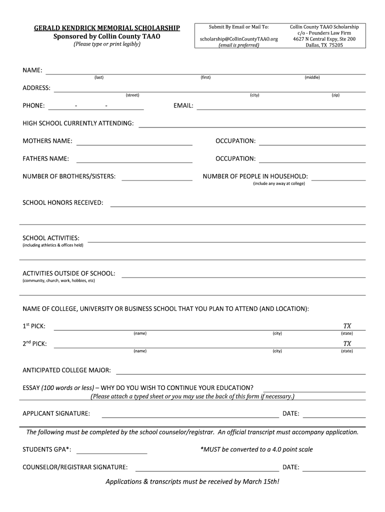 gerald kendrick memorial scholarship Preview on Page 1