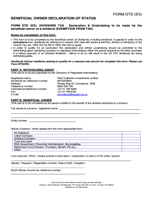 South African Dividends Tax Exemption Form