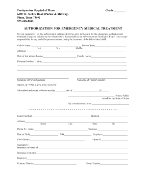 Presbyterian Hospital Emergency Medical Treatment Authorization
