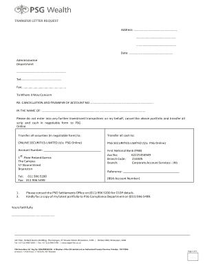 Transfer Letter Request