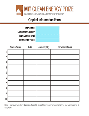 Capital Information Form