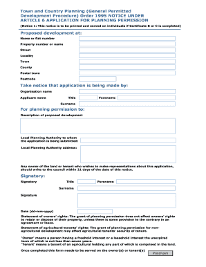 UK Planning Permission Application Notice