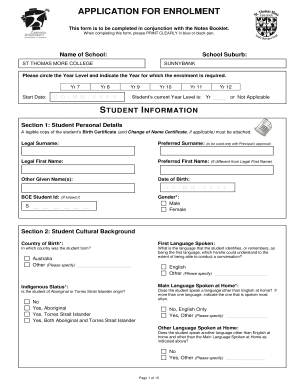Student Enrolment Application Form
