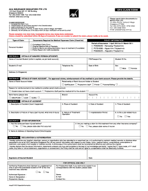 AXA Singapore GPA Claim Form