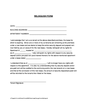 Relinquish Form for Co-Tenant
