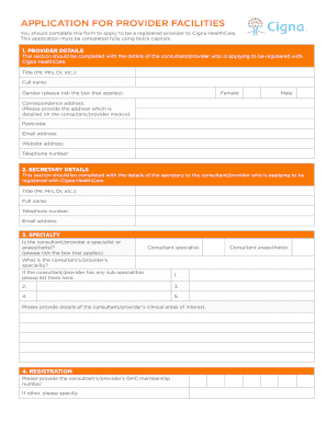 Cigna Healthcare Provider Registration Form