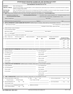 Army Sponsorship Program Counseling Form