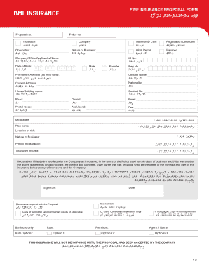 Fire Insurance Proposal Form