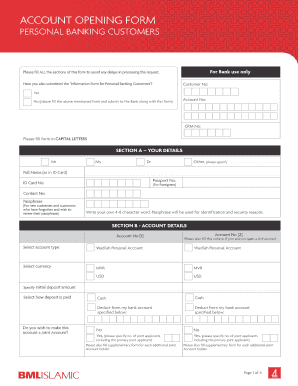 Bank of Maldives Account Opening Form