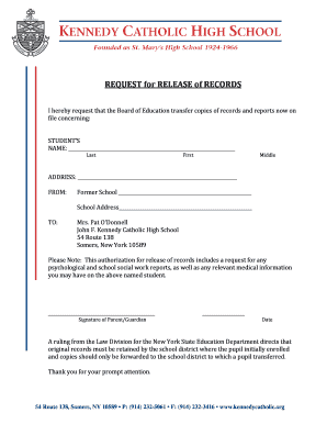 Request for Release of Student Records