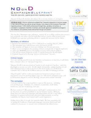 San Jose Minimum Wage Ordinance Opposition Form