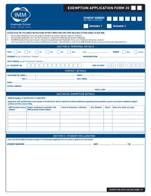 Exemption Application Form 20