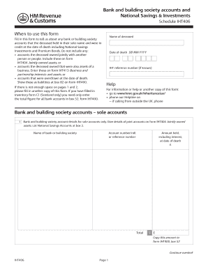 UK Inheritance Tax Form IHT406