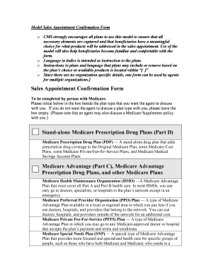 Medicare Sales Appointment Confirmation Form