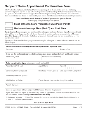 Medicare Sales Appointment Confirmation Form