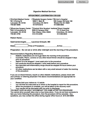 Appointment Confirmation for EGD