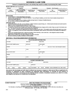 Aflac Sickness Claim Form