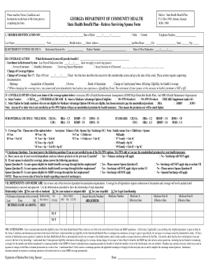 Georgia State Health Benefit Plan Retiree Form