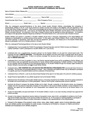St. Lucie County Student Athlete Agreement