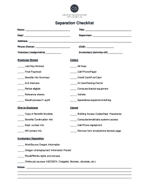 Employee Separation Checklist