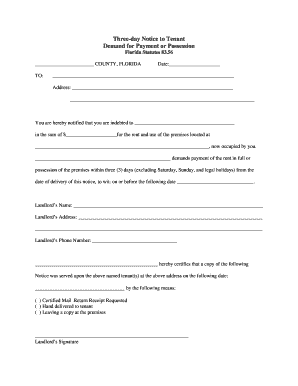 Three-Day Notice to Tenant