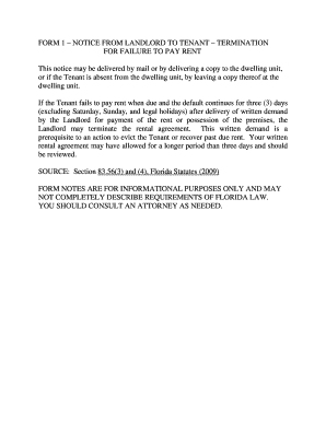 Florida Landlord Tenant Termination Notice