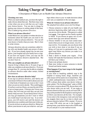 Maine Health Care Advance Directive Form