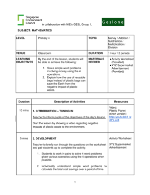 Primary 4 Mathematics Activity Worksheet