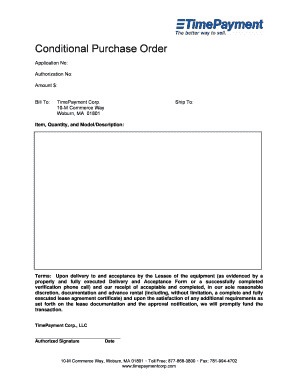 Conditional Purchase Order Form