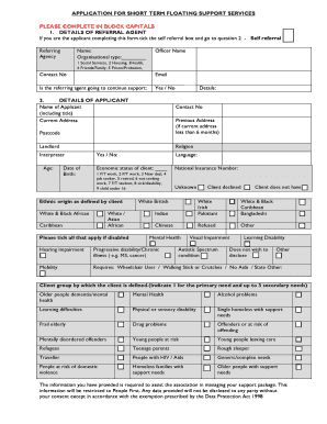 People First Housing Association Referral Form