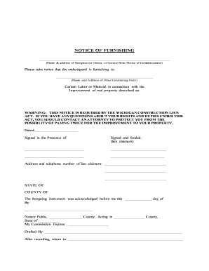 Notice of Furnishing