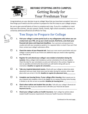 College Preparation Checklist