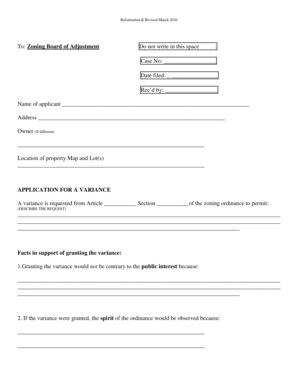 Application for a Variance