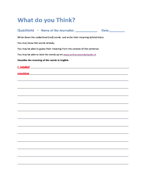 Journalist Vocabulary Exercise